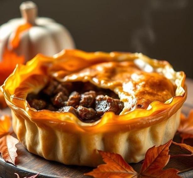 autumn beef pie with filo crust