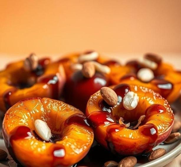 baked peaches with marsala and almonds
