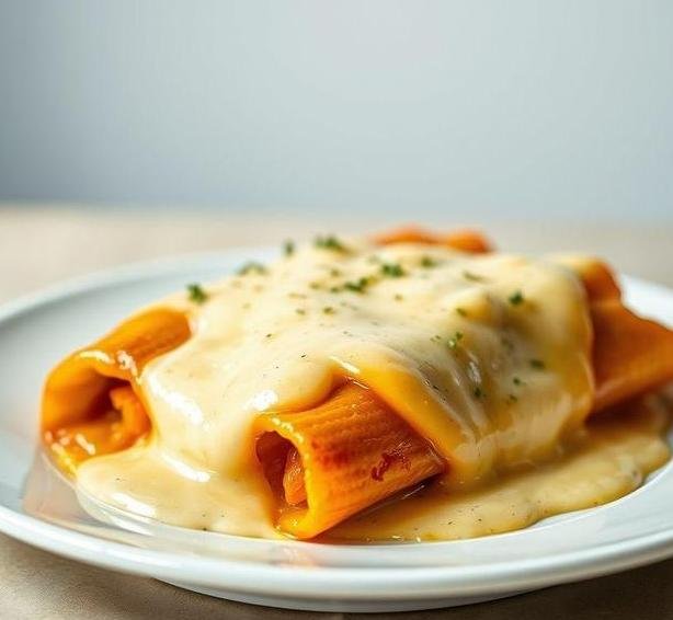 cannelloni with double cheese sauce