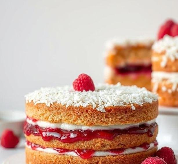 coconut and jam cake