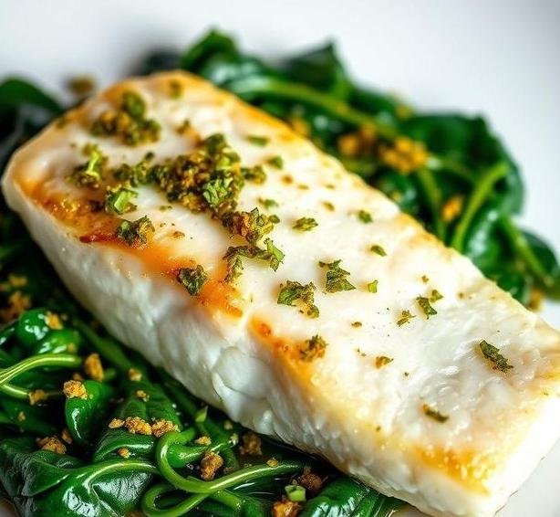 cod and spinach with gremolata
