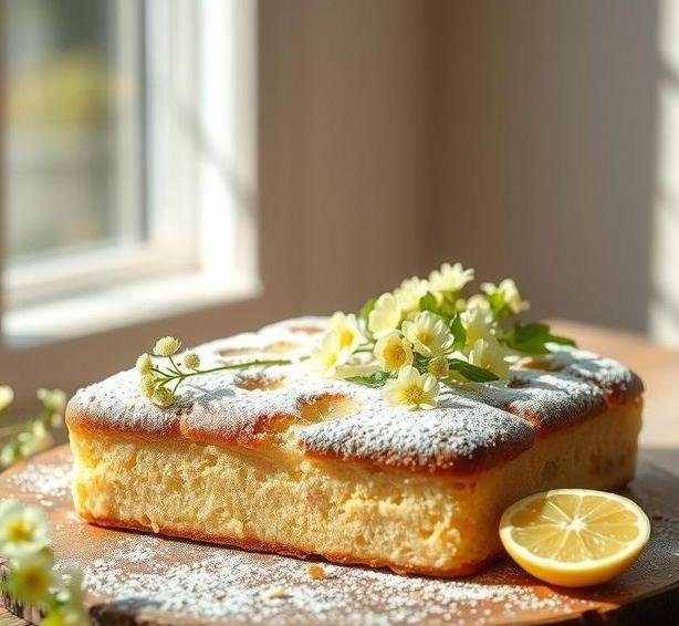 elderflower and lemon traybake