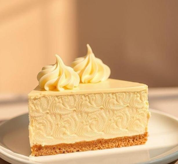 feathered white chocolate cheesecake