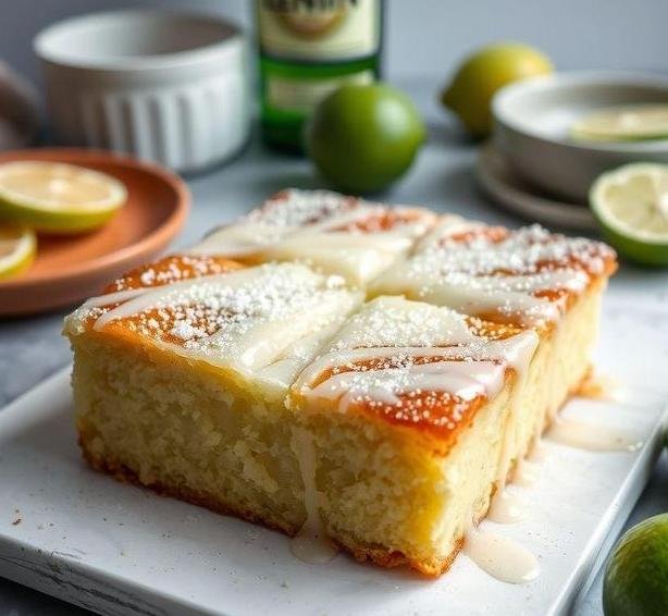 gin and lime drizzle traybake