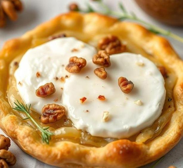 goats cheese and shallot tart with walnut pastry