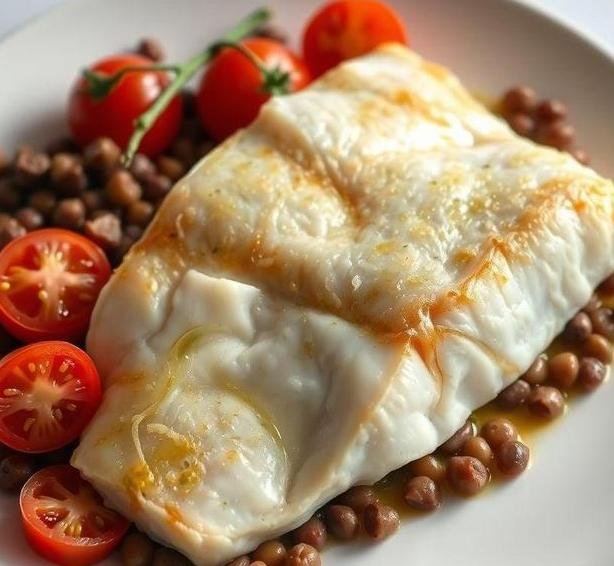 haddock with tomato and puy lentils