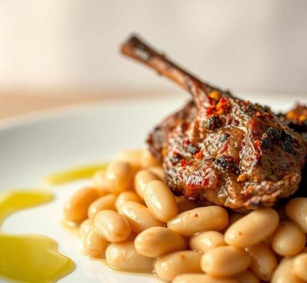 harissa spiced lamb with cannellini beans