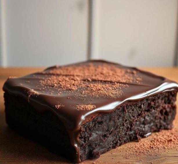 iced chocolate traybake with fudge icing