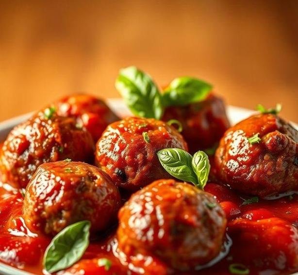 meatballs in tomato and basil sauce