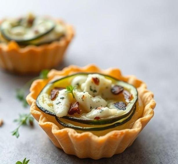 onion courgette and blue cheese puff tarts