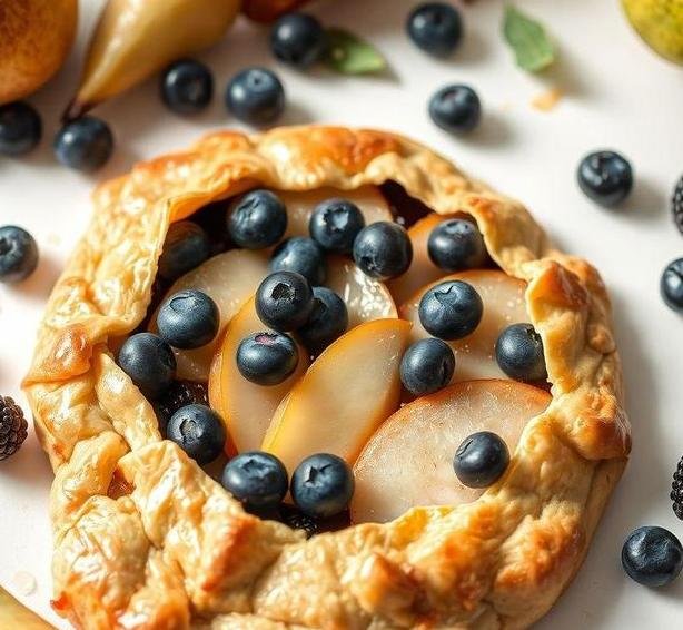 pear and blueberry galette