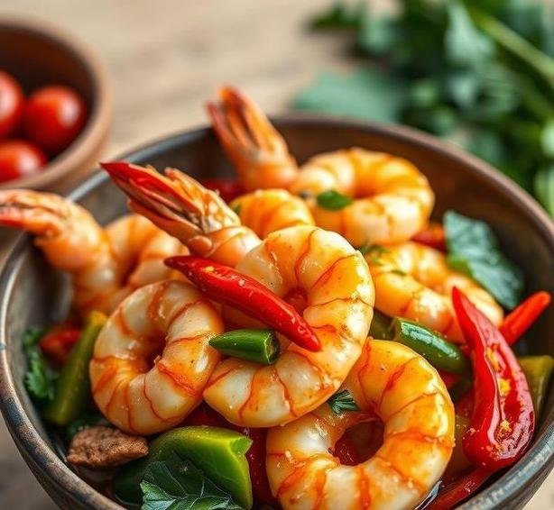 prawn stir fry with ginger coconut and chilli