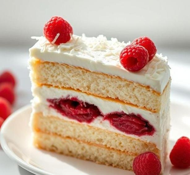 raspberry and coconut cake