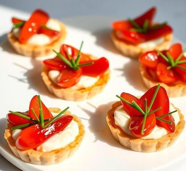 red pepper cheese and chive canape tarts recipe
