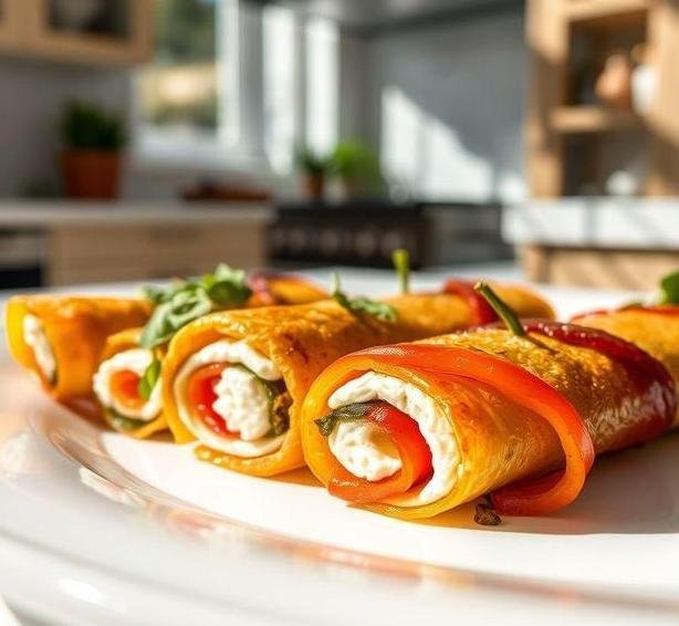 roasted pepper and ricotta rolls