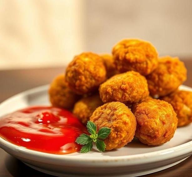 sausage nuggets with red pepper sauce