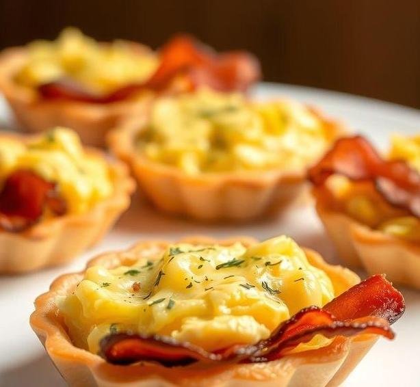 scrambled egg and bacon tartlets