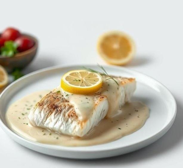sea bass with creamy lemon sauce