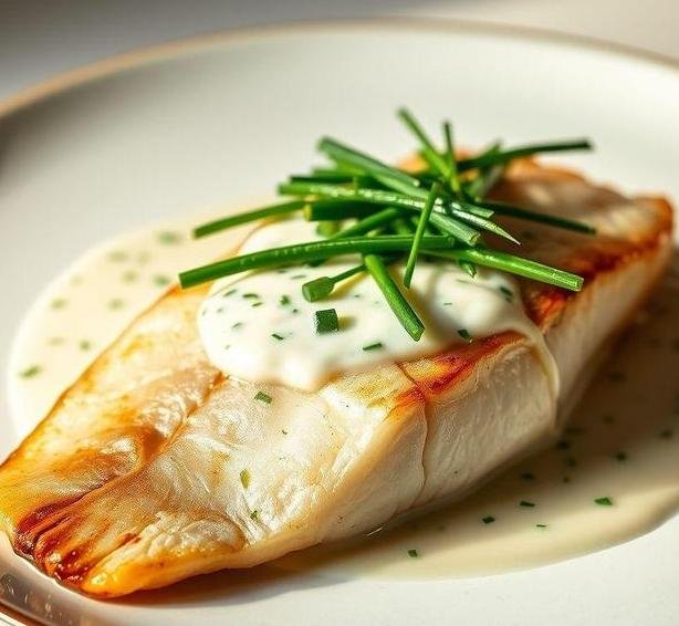 sea bream and chive cream sauce
