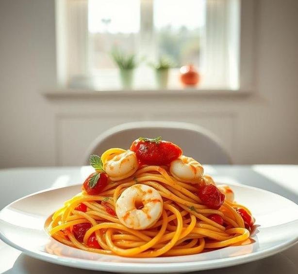 seafood linguine with fresh tomato sauce