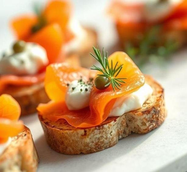 smoked salmon canape sandwiches