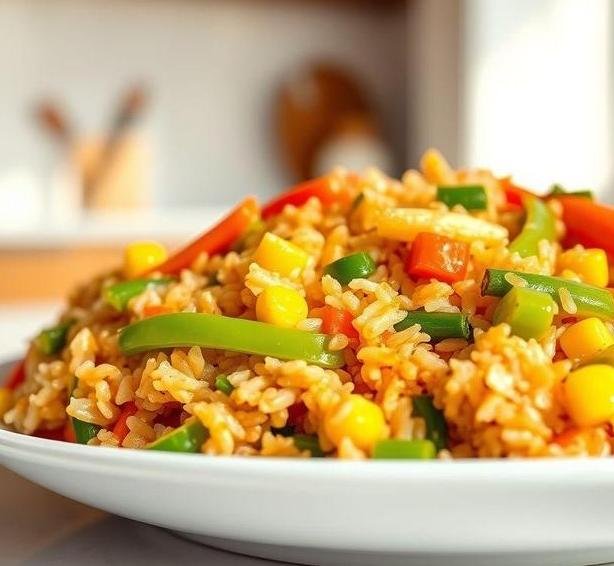 super quick brown rice veg stir fry