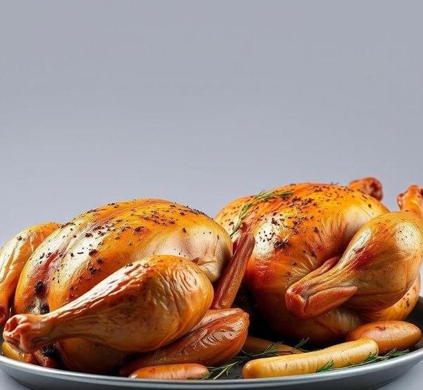 two roast chickens