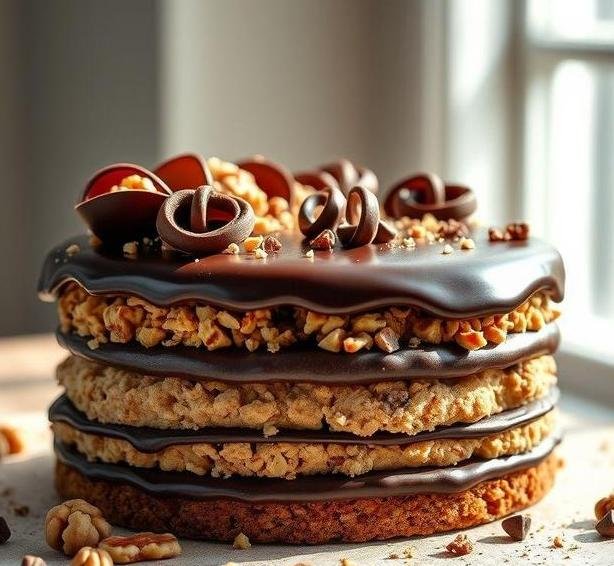 walnut and coffee sandwich cake